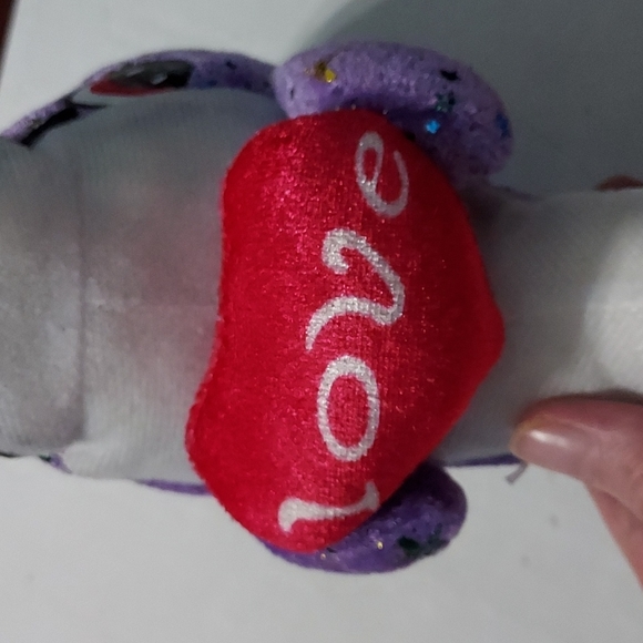 Dolphin with Stars Sparkles with hanging loop, purple and white w/Red Heart Love - Picture 2 of 5